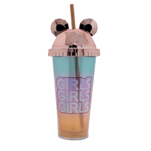 Producto - VASO C/TAPA Y SORBETE OREJITAS MOUSE GLITTER 380ml