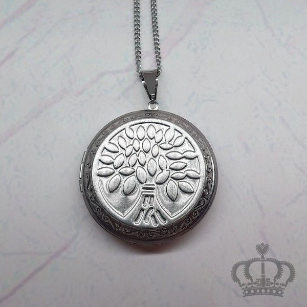 Producto - Collar Relicario grande "Redondo Árbol de la Vida" (acero quirúrgico)