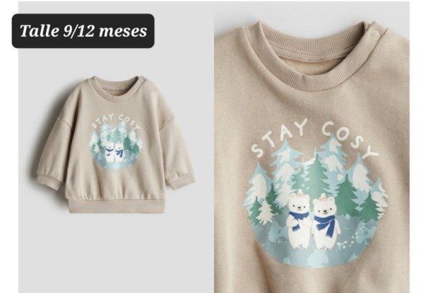 Producto - Buzo con friza HyM talle 9/12 meses beighe