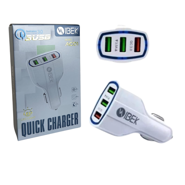Producto - Cargador para auto 3.0A 3 USB CAR CHARGER AC01
