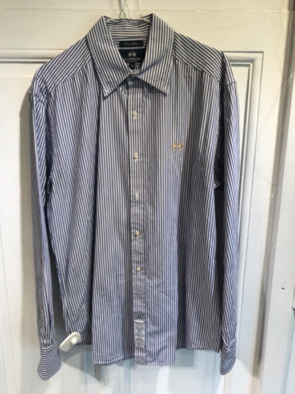 Producto - Camisa LA MARTINA rayada azul y blanco Talle S - PRECIO: 56X