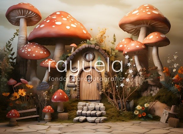 Producto - FONDO DECO BOSQUE ENCANTADO HONGOS 200 DE ANCHO X 150 ALTO NRO 113C SIN FALLA