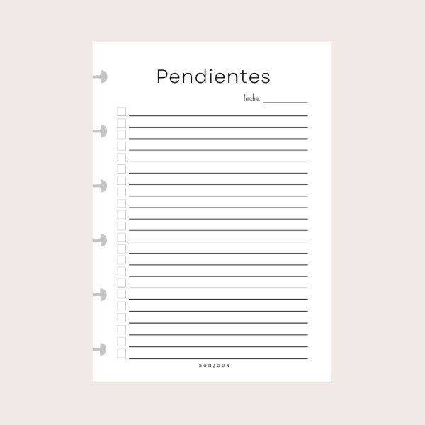 Producto - Repuesto A6 Pendientes (con renglón angosto)