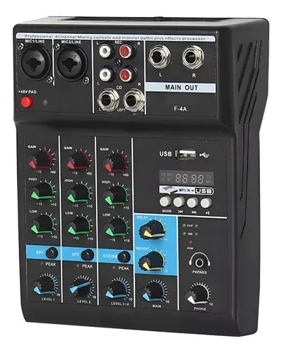 Producto - Consola Mixer 4 Canales Grabación Pc Phantom Power Bt Usb 5v
