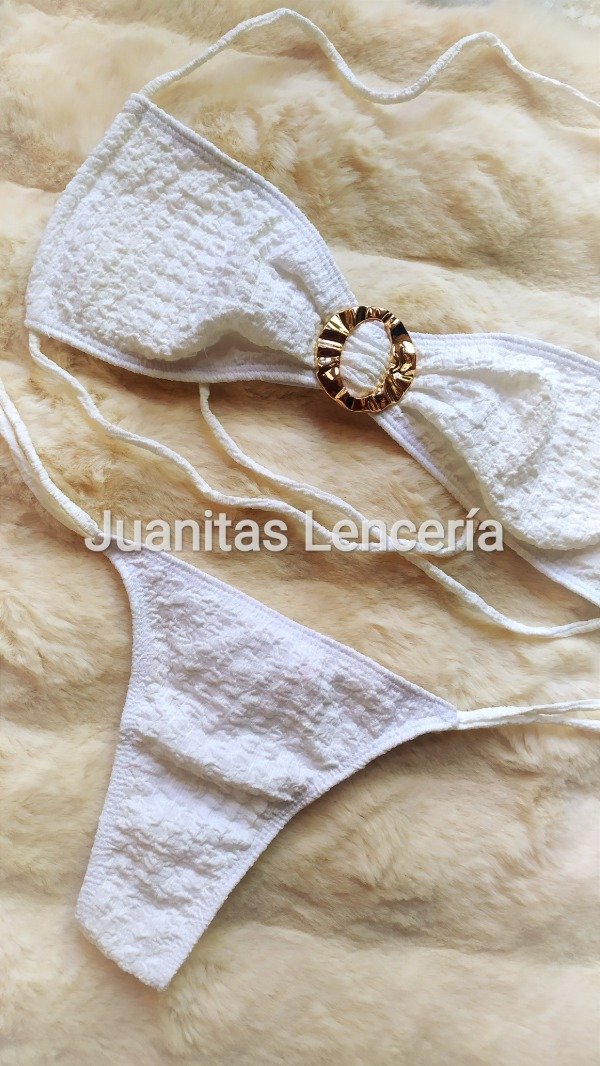 Producto - Bikini textura argolla Blanco talle 85/90/95