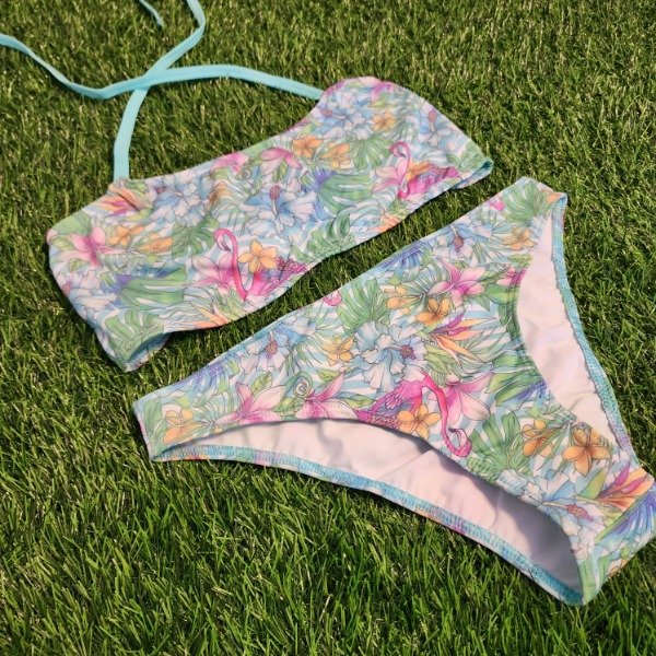 Producto - Bikini Juvenil Niña estampada TURQUESA