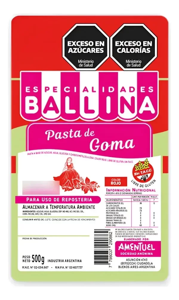 Producto - Pasta ballina pasta de goma roja 500gr
