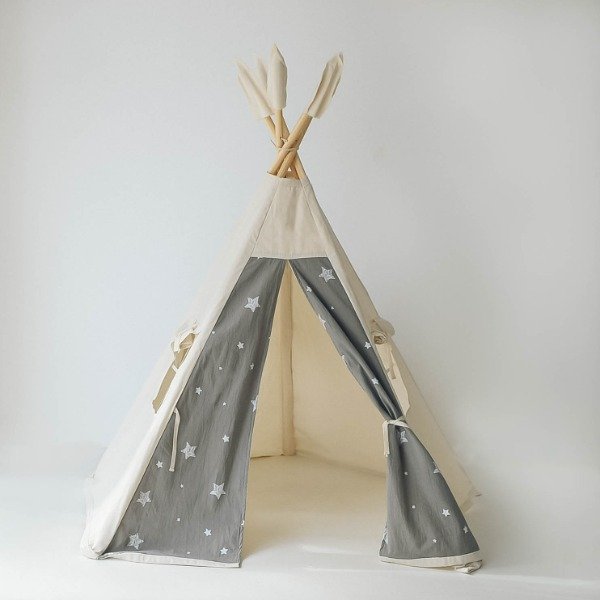 Producto - Carpa tipi gris estampa estrellas - 0