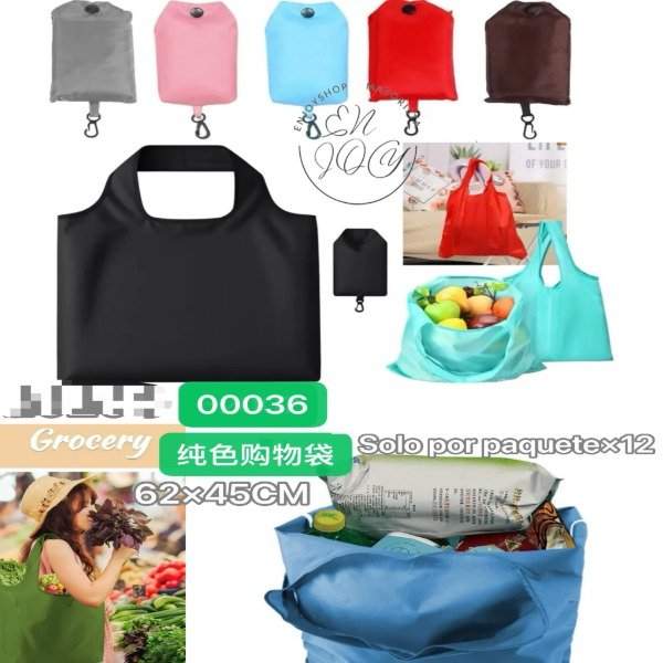 Producto - PACK X12 Bolsa De Compras Plegables LISO Reutilizables 00036