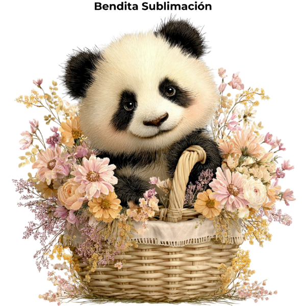 Producto - Bendita Plancha Oso panda en canasta