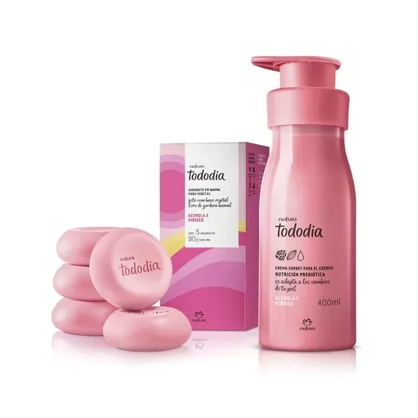 Producto - Kit acerola e hibisco, hidratante coporal + jabones