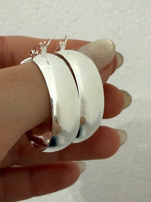 Producto - AB1655 Aros argolla bombé ancha acero blanco