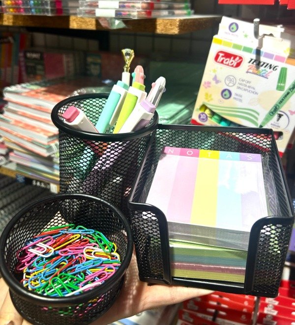 Producto - Set Organizador de Escritorio de 3 Piezas Malla metálica