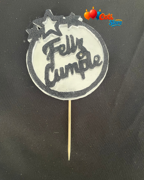 Producto - Topper de Telgopor Redondo Plateado con glitter