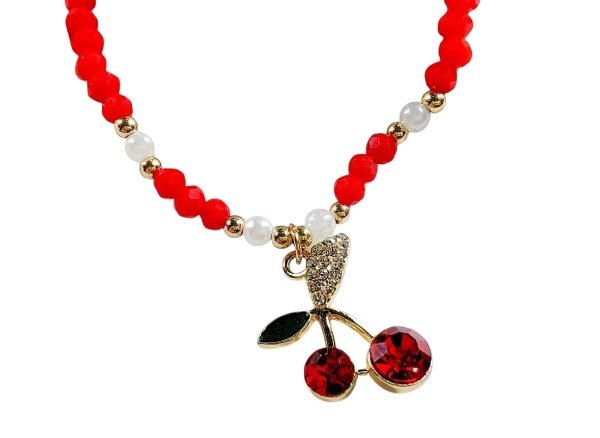 Producto - Pulserita roja elástica cereza con strass