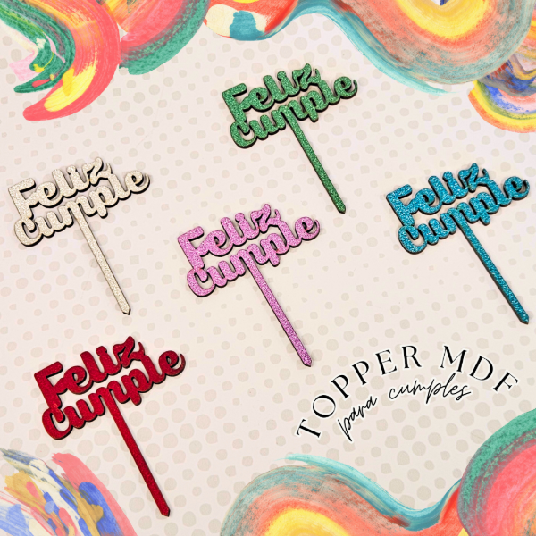 Producto - Toppers madera - glitter