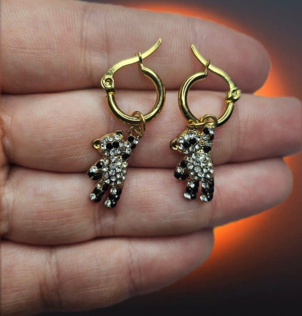 Producto - Argollitas osos con piedras negras
