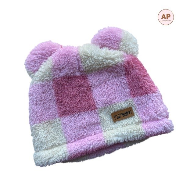 Producto - GORRO INFANTIL A CUADROS ROSA