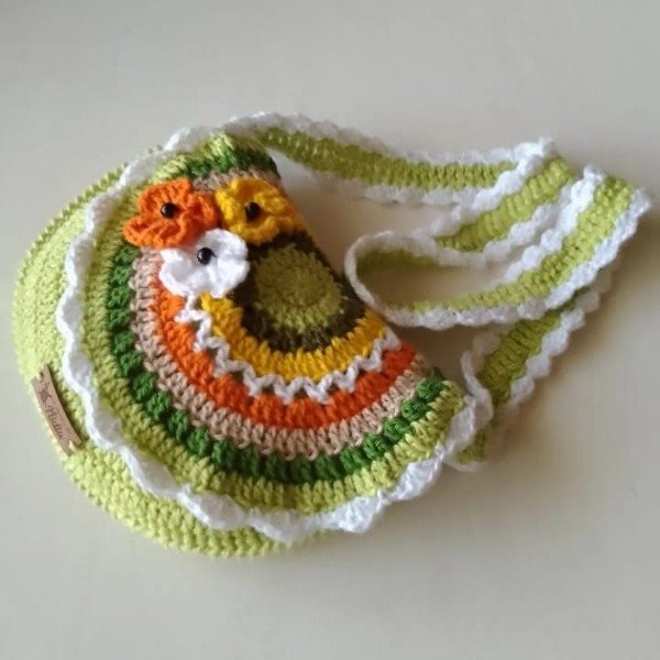 Producto - Cartera bandolera verde claro para niñas tejida crochet