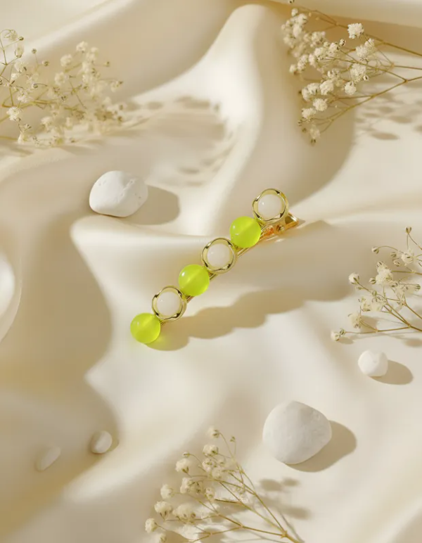 Producto - Hebilla Verde Lima y Blanco 6 cm Con Pinza