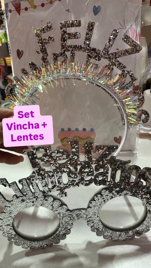 Producto - Vincha y Anteojos  Set feliz cumpleaños