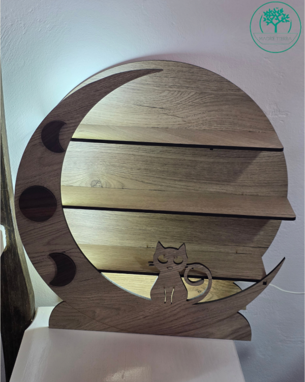 Producto - Repisa Led Madera Gatito y Luna - 0