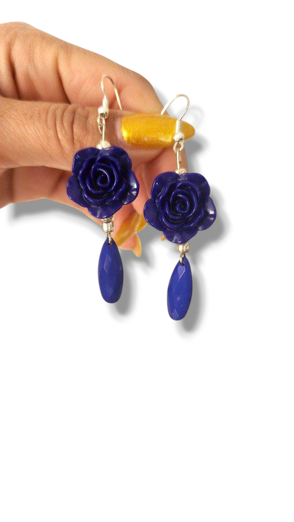 Producto - Aros flor y gota plana azul