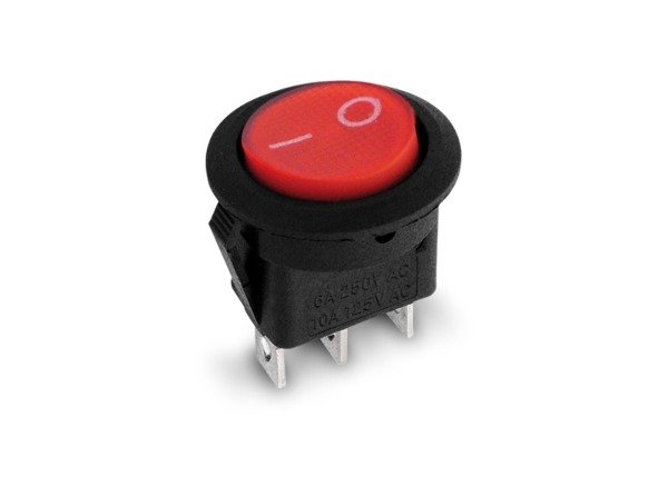 Producto - LLAVE TECLA REDONDA 3P ROJA ON-ON 6A 250V