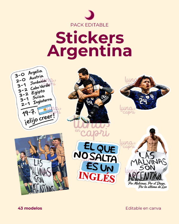 Producto - Stickers de Argentina + Estampita de Messi