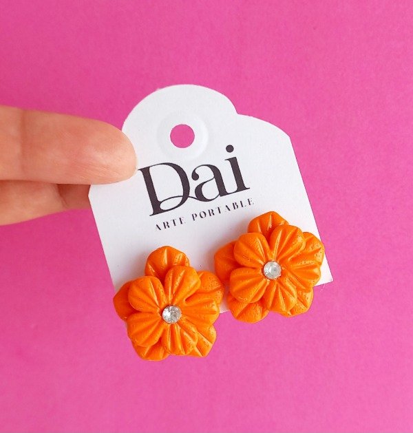 Producto - Aros Flora Naranja Dobles