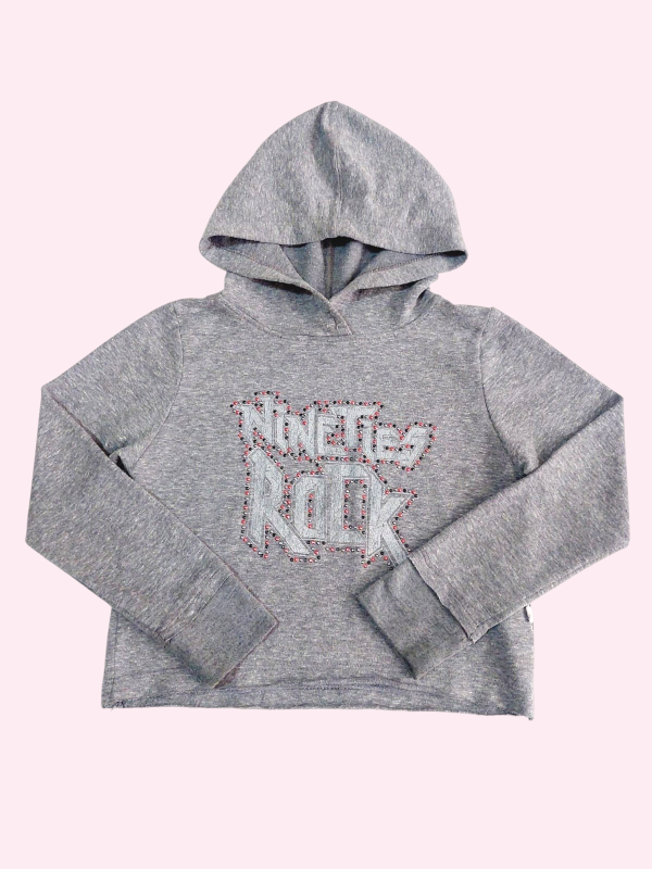 Producto - Buzo liviano con capucha gris con frase Rapsodia 4 años
