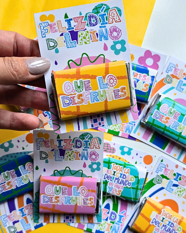 Producto - KIT IMPRIMIBLE PORTA CHOCOLATINES DIA DEL NIÑO DIBUJOS