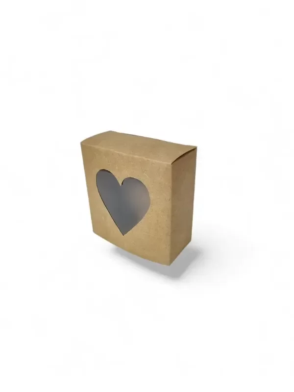 Producto - Caja con visor corazón Kraft o blanca 8x8x3,5cm