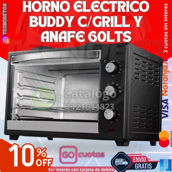 Producto - HORNO ELECTRICO BUDDY C/GRILL Y DOBLE ANAFE 60LTS