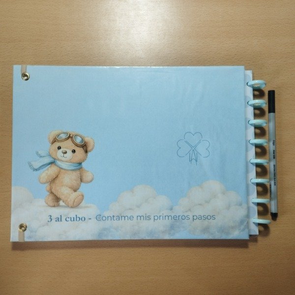 Producto - Contame Mis Primeros Pasos Celeste Personalizado - 3 al cubo - 6