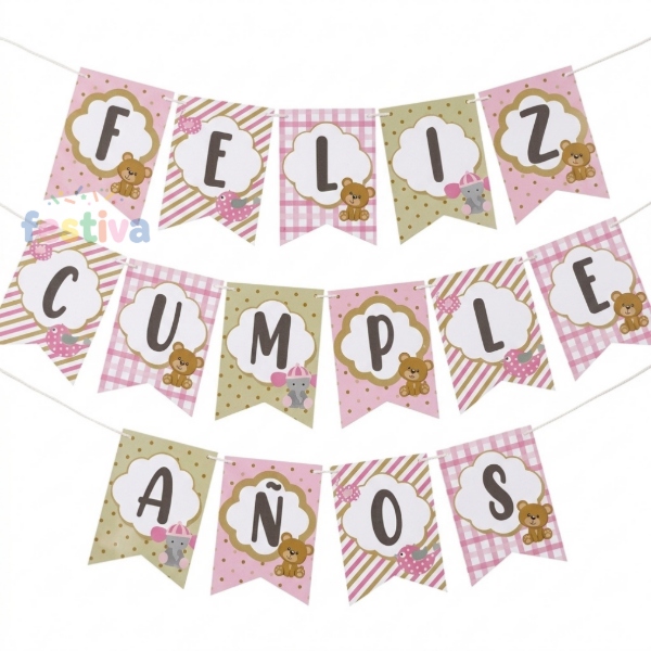 Producto - Banderin feliz cumpleaños con ositos - 0