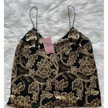 Producto - BLUSA LENTEJUELAS TIRAS FINAS Y DISEÑO DE FLORES