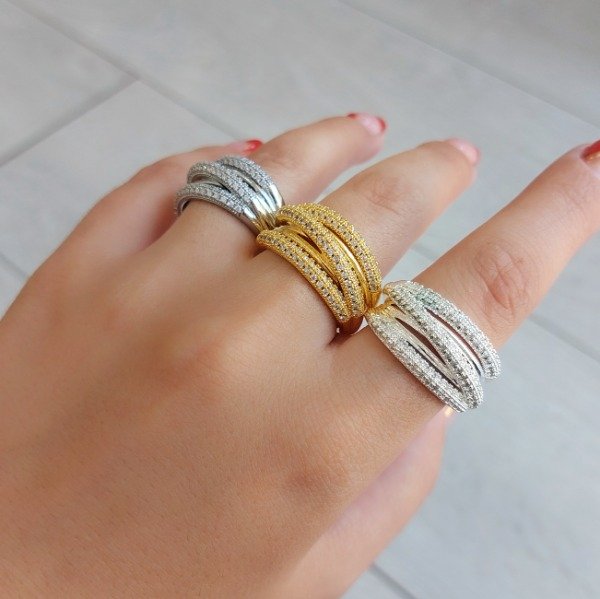 Producto - Anillo triple cinta con strass