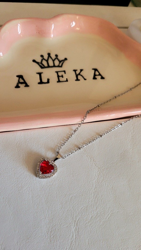 Producto - Collar corazón rojo con micropavé de acero quirúrgico - 6