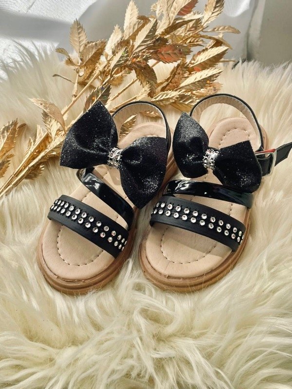 Producto - SANDALIAS MOÑO BRILLO NEGRAS