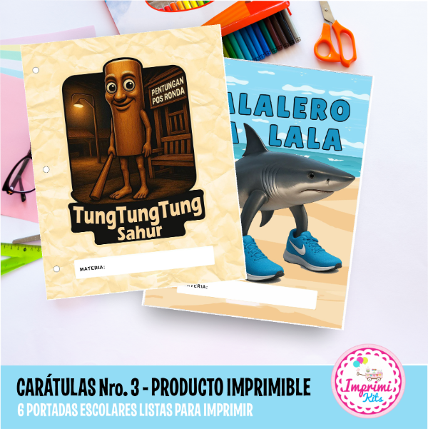 Producto - Carátulas BrainRots Imprimibles Carpeta Nro. 3 Separadores Escolares Brain Rot