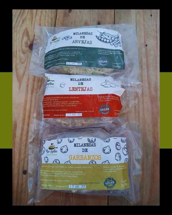 Producto - Milanesas Lentejas/Arvejas/Garbanzos - Sur Vegano