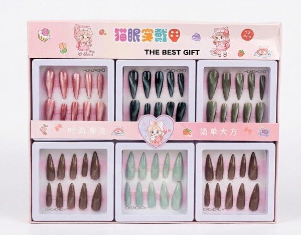 Producto - Uñas postizas Press On efecto OJO DE GATO