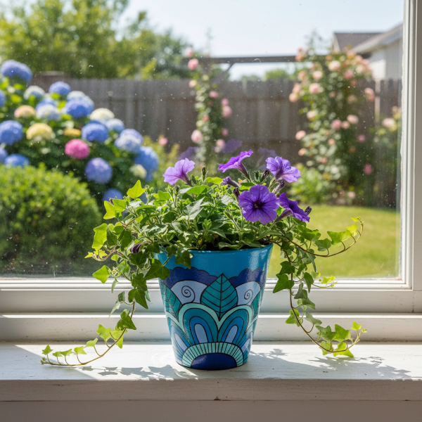 Producto - MACETA DE BARRO ADRIA - CELESTE