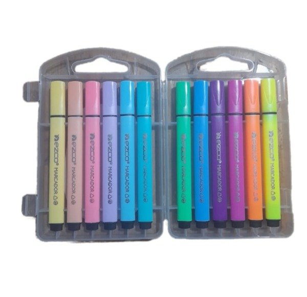 Producto - Valija de marcadores triangulares EZCO x 12 u pastel/ neon