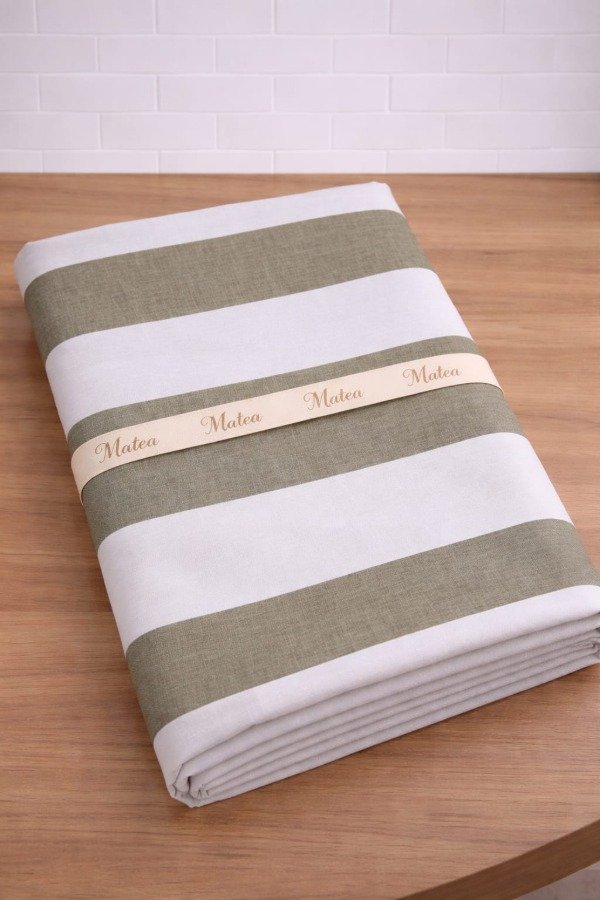 Producto - Mantel Antimanchas Raya Lino Verde Oliva