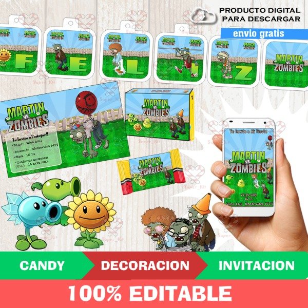 Producto - Kit Imprimible Plants Vs Zombies Editable