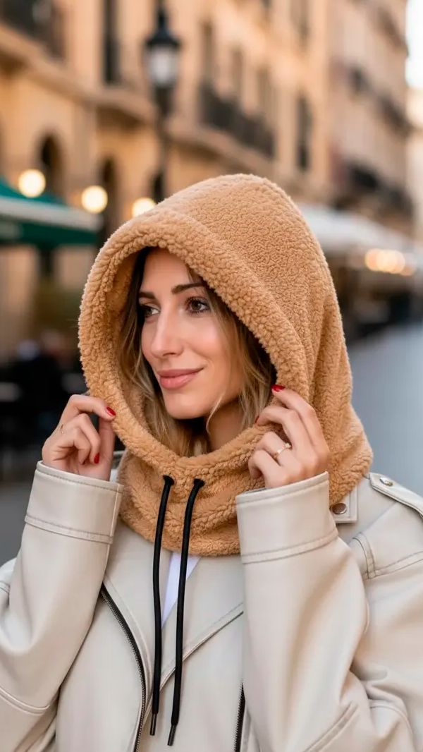 Producto - Gorro Pasamontañas Peluche Cuello Camel