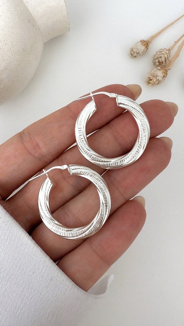 Producto - Argollas torzadas textu 2,9cm P925