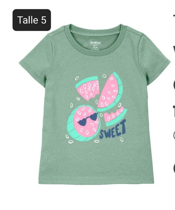 Remera manga corta carters talle 5 verde